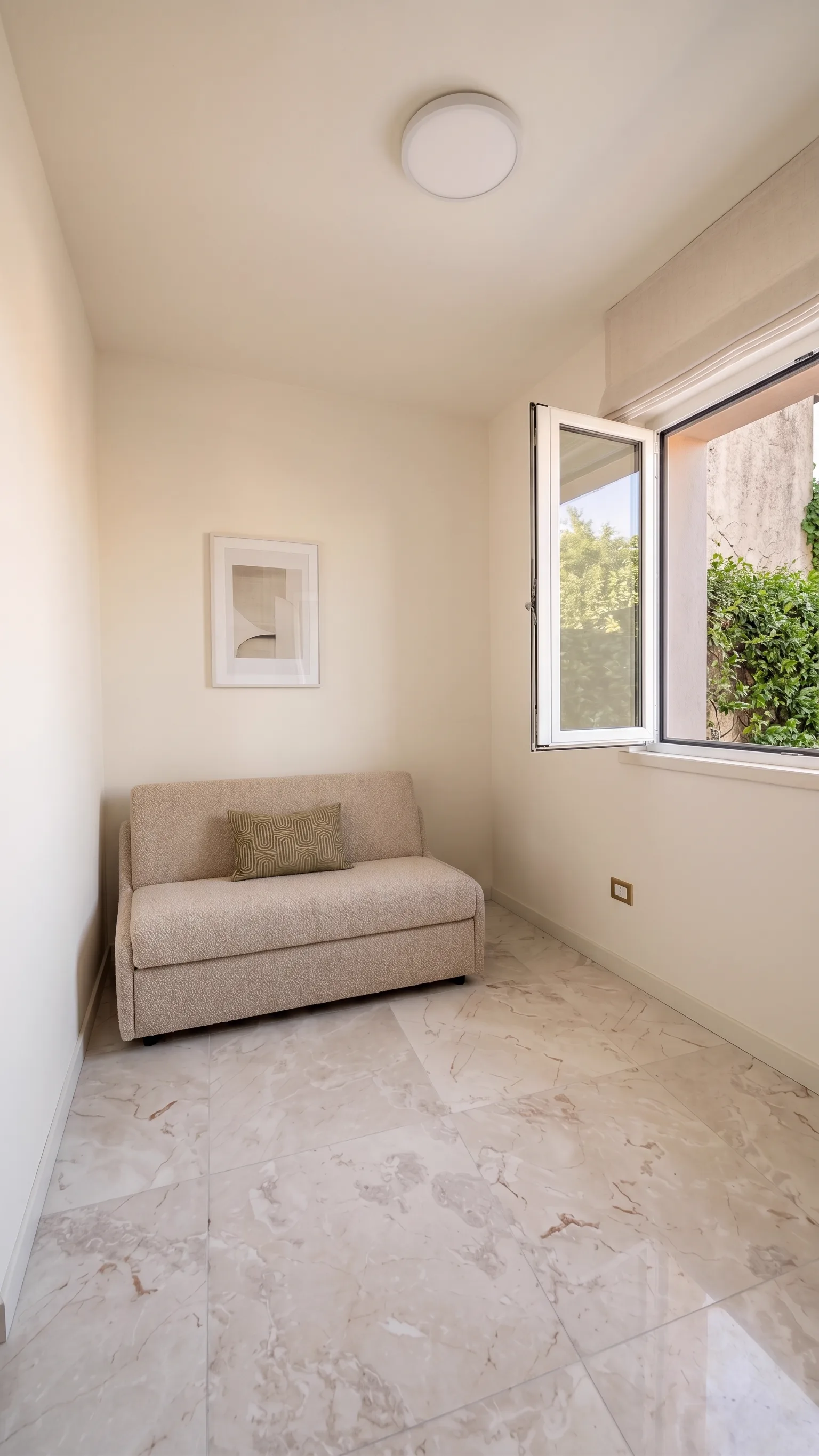 Render 3D sala d'attesa con divano letto - Fronte Cameretta